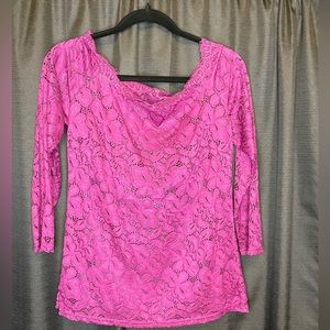 Lacy fuscia pink blouse.
